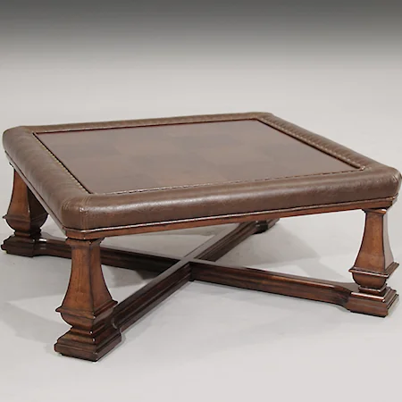 Square Coffee Table w/ Leather Upholstery